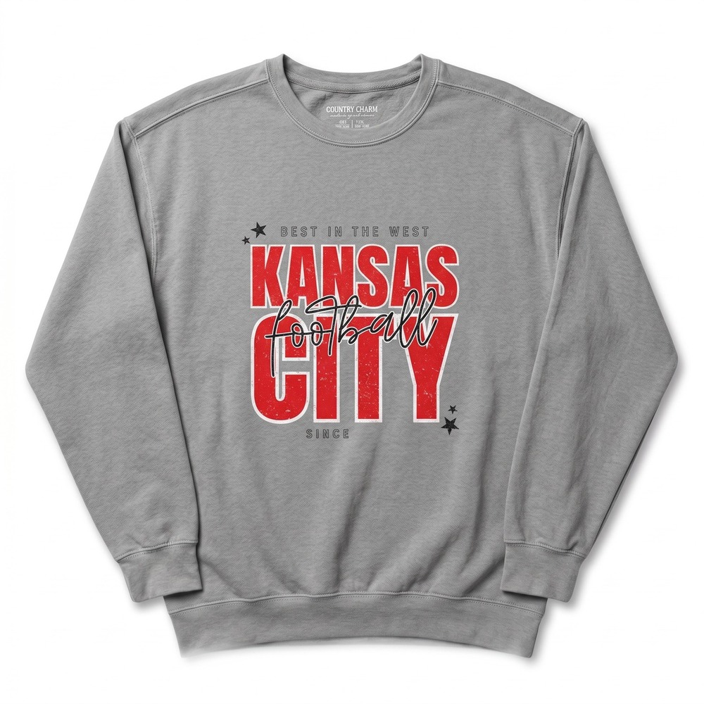 Comfort Colors Kansas City Football Sweatshirt Mens 2XL Gray Excellent Graphic